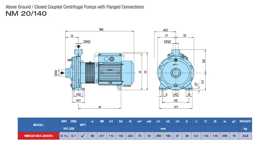 CALPEDA NMD20140A 20H36S - NMD 20/140AE-60 CLOSE COUPLED CENTRIFUGAL PUMPS FOR SPECIAL APPLICATIONS  2  3