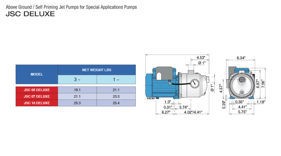 PEARL STAINLESS STEEL SHALLOW WELL SELF PRIMING JET PUMP DELUXE UPGRADE VERSION - JSC MODEL  2  3  4  5  6