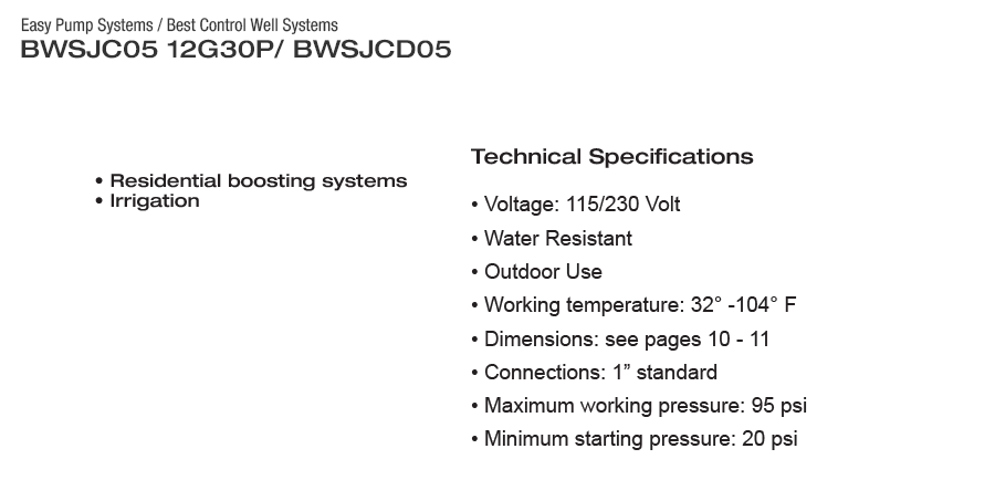 BEST CONTROL DELUXE WELL SYSTEM - BWSJCD05 12G30P - Easy Pump Systems - 12G  2  3