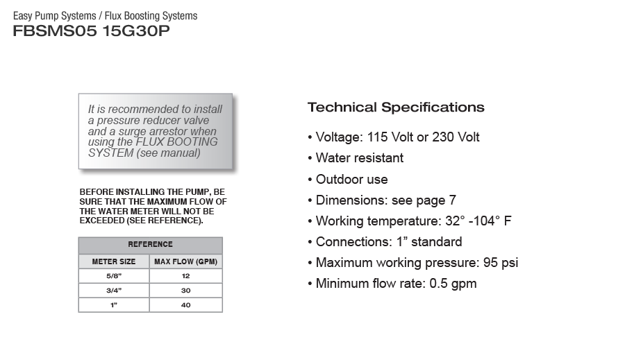 FLUX BOOSTING SYSTEM - FBSMS05 15G30P - EASY PUMP SYSTEMS - 15 GPM  2  3
