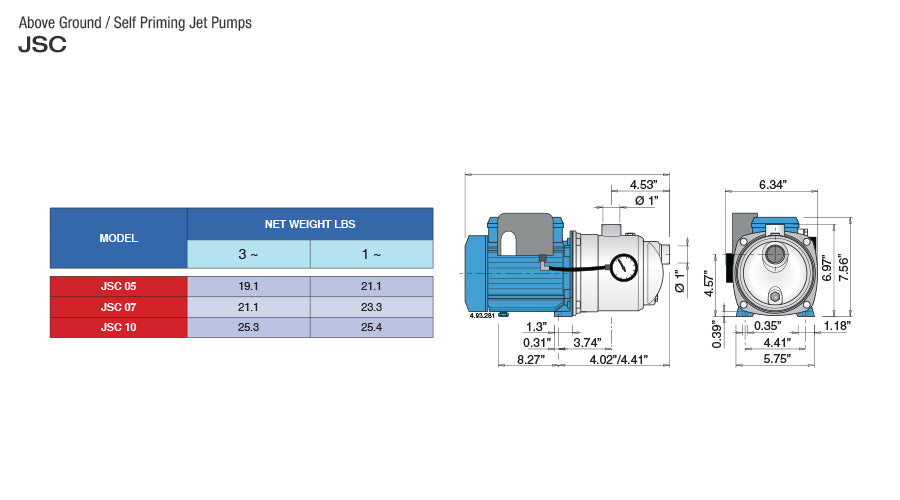 PEARL STAINLESS STEEL SHALLOW WELL SELF PRIMING JET PUMP - JSC MODEL  2  3  4  5  6