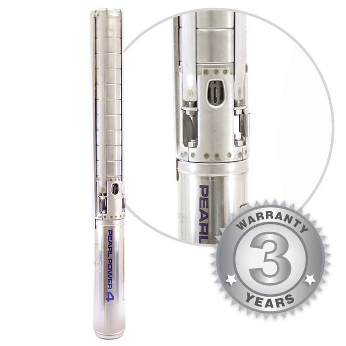 PEARL - 4" SUBMERSIBLE PUMPS ALL STAINLESS STEEL 4PWS05G - 5GPM- ASSEMBLED TO A 2 OR 3 WIRE MOTOR