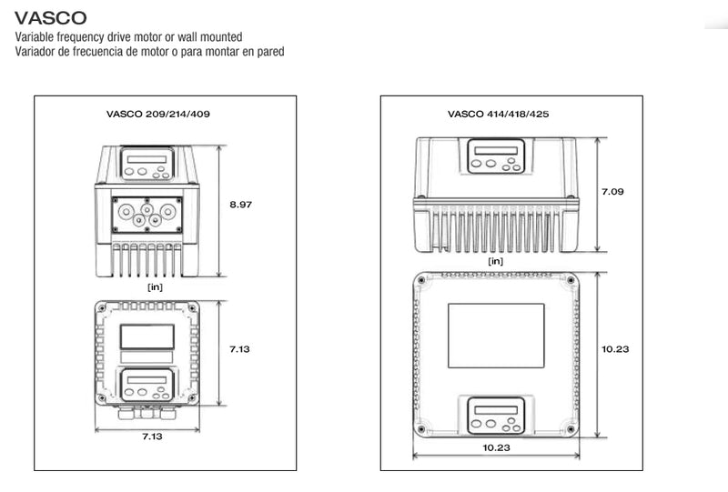VASCO VARIABLE FREQUENCY DRIVE MOTOR OR WALL MOUNTED SINGLE PHASE POWER SUPPLY, 3 PHASE MOTOR  2  6